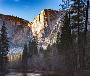 Preview wallpaper mountains, trees, reflection, lake, landscape, nature, silence