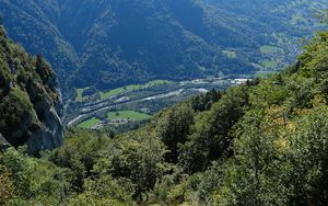 Preview wallpaper mountains, trees, relief, aerial view, landscape