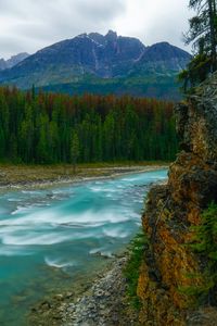 Preview wallpaper mountains, trees, river, rocks, landscape
