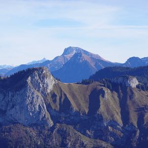 Preview wallpaper mountains, trees, rocks, nature, landscape