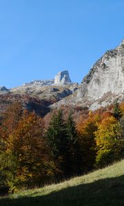 Preview wallpaper mountains, trees, slope, nature, landscape