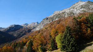 Preview wallpaper mountains, trees, slope, autumn, landscape