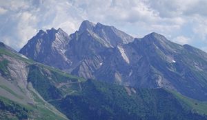 Preview wallpaper mountains, trees, slope, trail