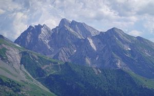 Preview wallpaper mountains, trees, slope, trail