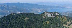 Preview wallpaper mountains, trees, slope, sea
