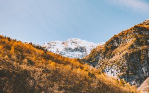 Preview wallpaper mountains, trees, slopes, landscape, vegetation