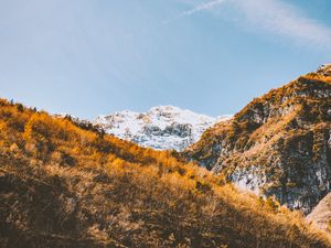 Preview wallpaper mountains, trees, slopes, landscape, vegetation