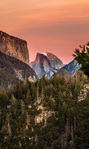 Preview wallpaper mountains, trees, slopes, peak, nature