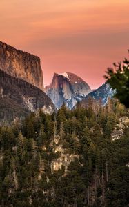 Preview wallpaper mountains, trees, slopes, peak, nature