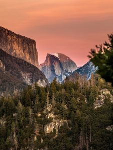 Preview wallpaper mountains, trees, slopes, peak, nature