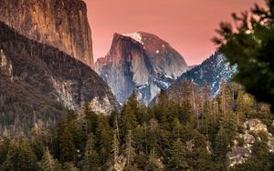 Preview wallpaper mountains, trees, slopes, peak, nature