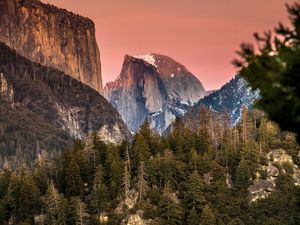 Preview wallpaper mountains, trees, slopes, peak, nature