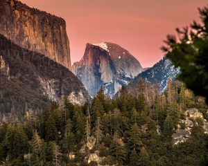 Preview wallpaper mountains, trees, slopes, peak, nature
