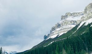 Preview wallpaper mountains, trees, snow, top
