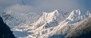 Preview wallpaper mountains, trees, snow, winter, landscape, mountain range