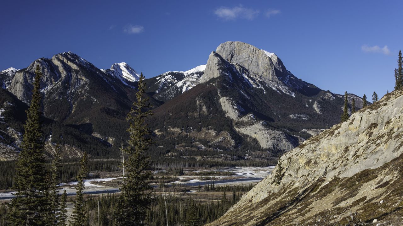 Wallpaper mountains, trees, snow, nature, landscape