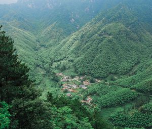 Preview wallpaper mountains, trees, top view