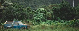 Preview wallpaper mountains, trees, travel, car