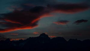 Preview wallpaper mountains, twilight, dark, sky, clouds