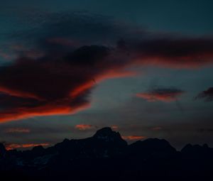 Preview wallpaper mountains, twilight, dark, sky, clouds