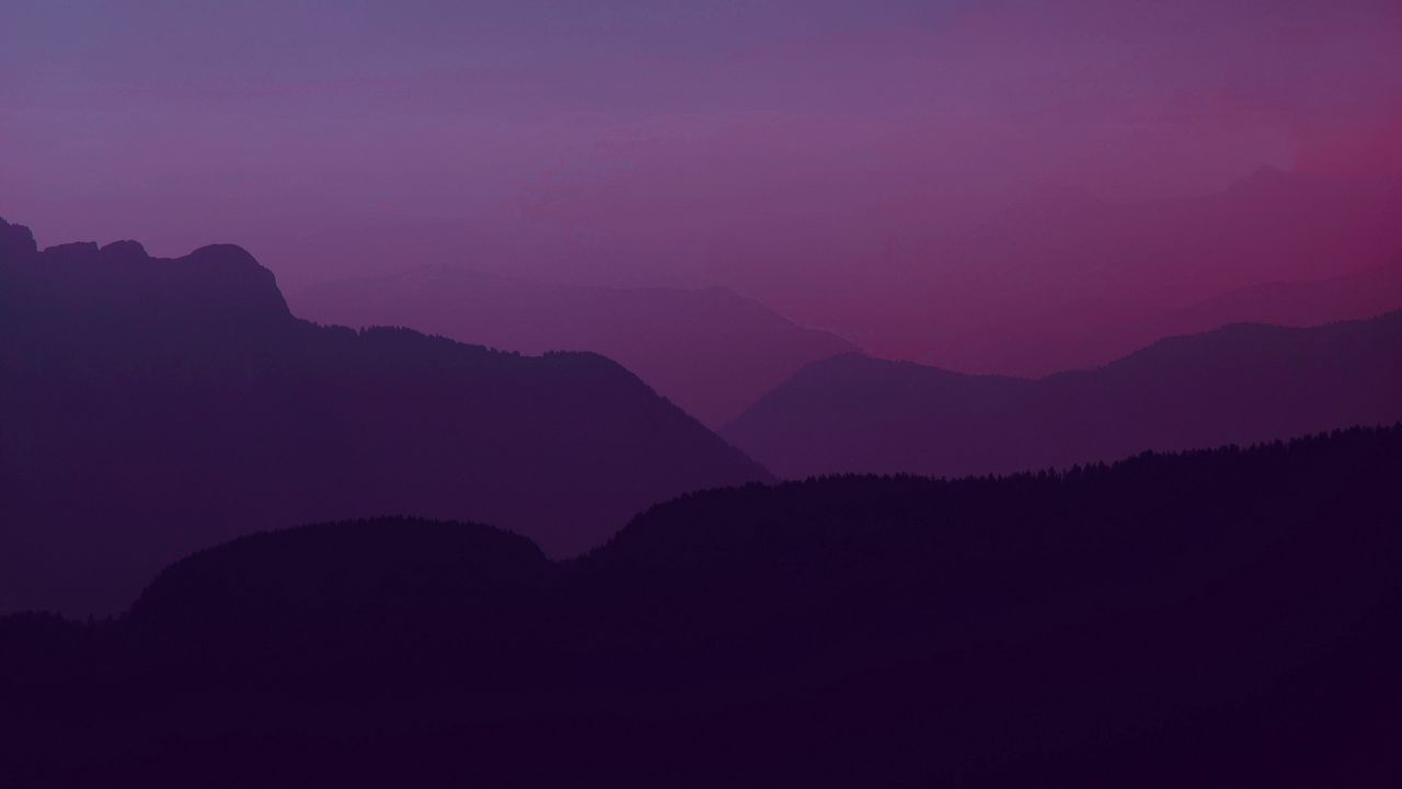 Wallpaper mountains, twilight, landscape, dark, purple