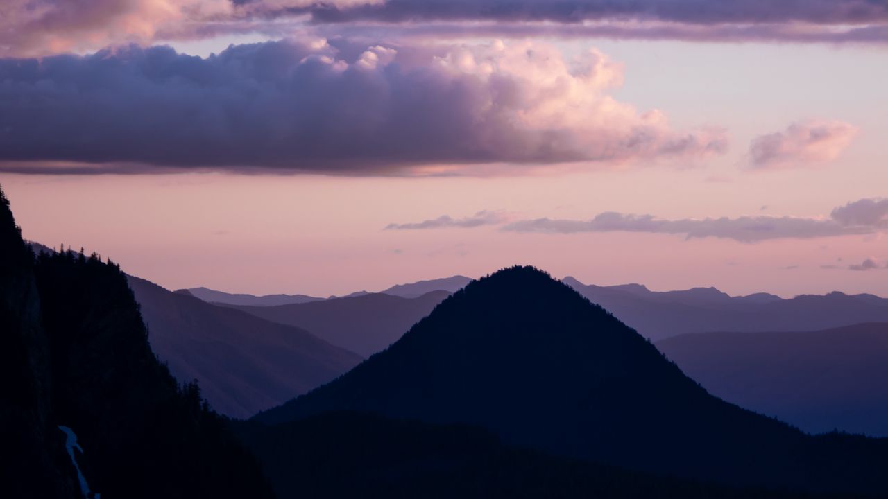 Wallpaper mountains, twilight, landscape, clouds, horizon