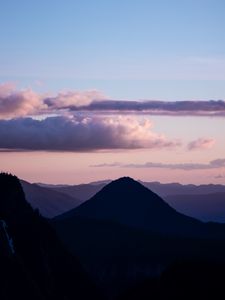 Preview wallpaper mountains, twilight, landscape, clouds, horizon