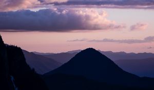 Preview wallpaper mountains, twilight, landscape, clouds, horizon