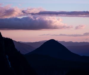 Preview wallpaper mountains, twilight, landscape, clouds, horizon