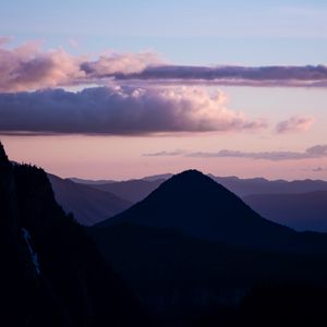 Preview wallpaper mountains, twilight, landscape, clouds, horizon