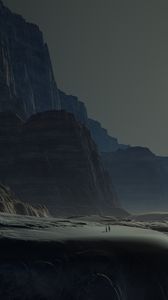 Preview wallpaper mountains, twilight, mountain range, art