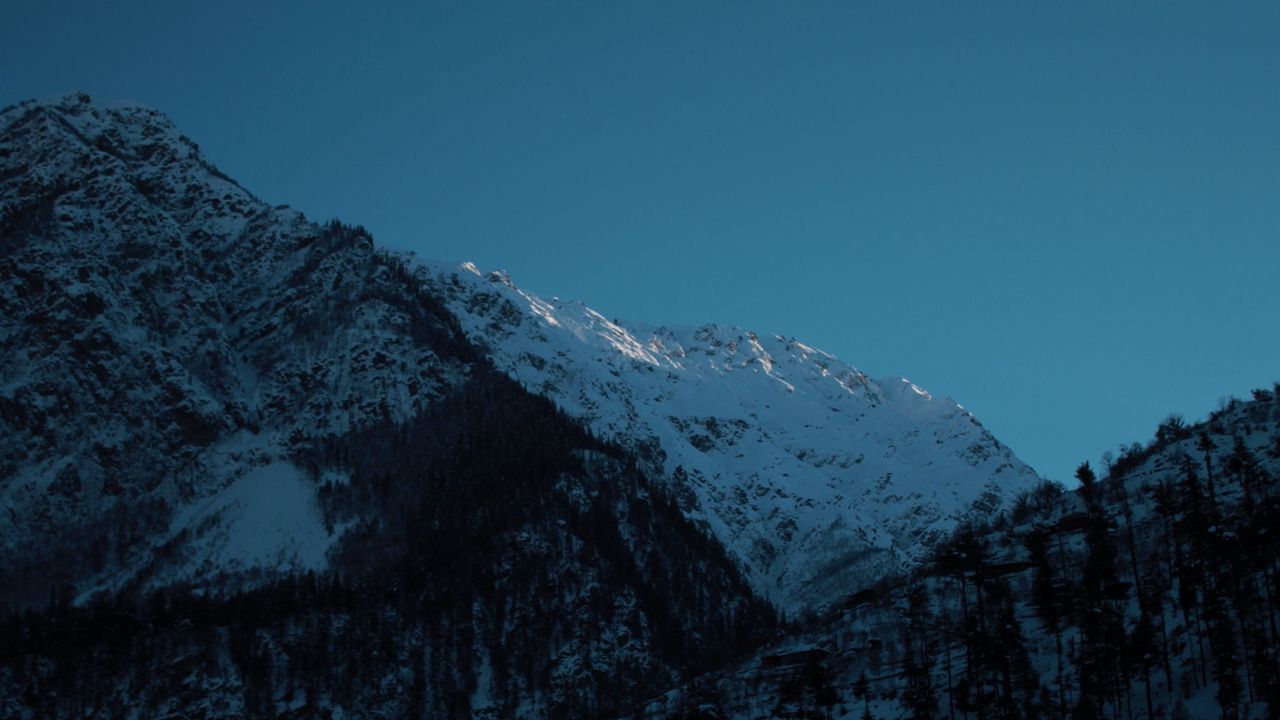 Wallpaper mountains, twilight, snow, winter