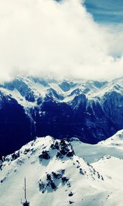 Preview wallpaper mountains, val thorens, france, summit, snow