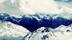 Preview wallpaper mountains, val thorens, france, summit, snow