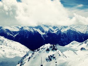 Preview wallpaper mountains, val thorens, france, summit, snow