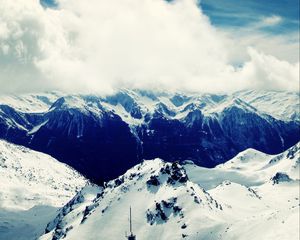 Preview wallpaper mountains, val thorens, france, summit, snow