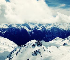 Preview wallpaper mountains, val thorens, france, summit, snow