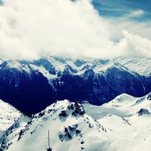 Preview wallpaper mountains, val thorens, france, summit, snow