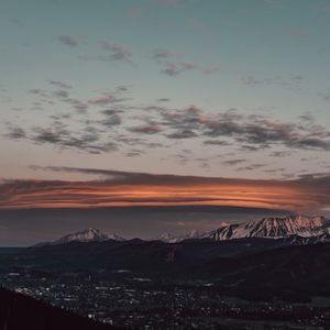 Preview wallpaper mountains, valley, city, landscape, aerial view