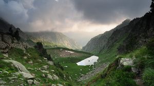 Preview wallpaper mountains, valley, clouds, nature, landscape