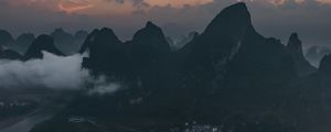 Preview wallpaper mountains, valley, clouds, dark