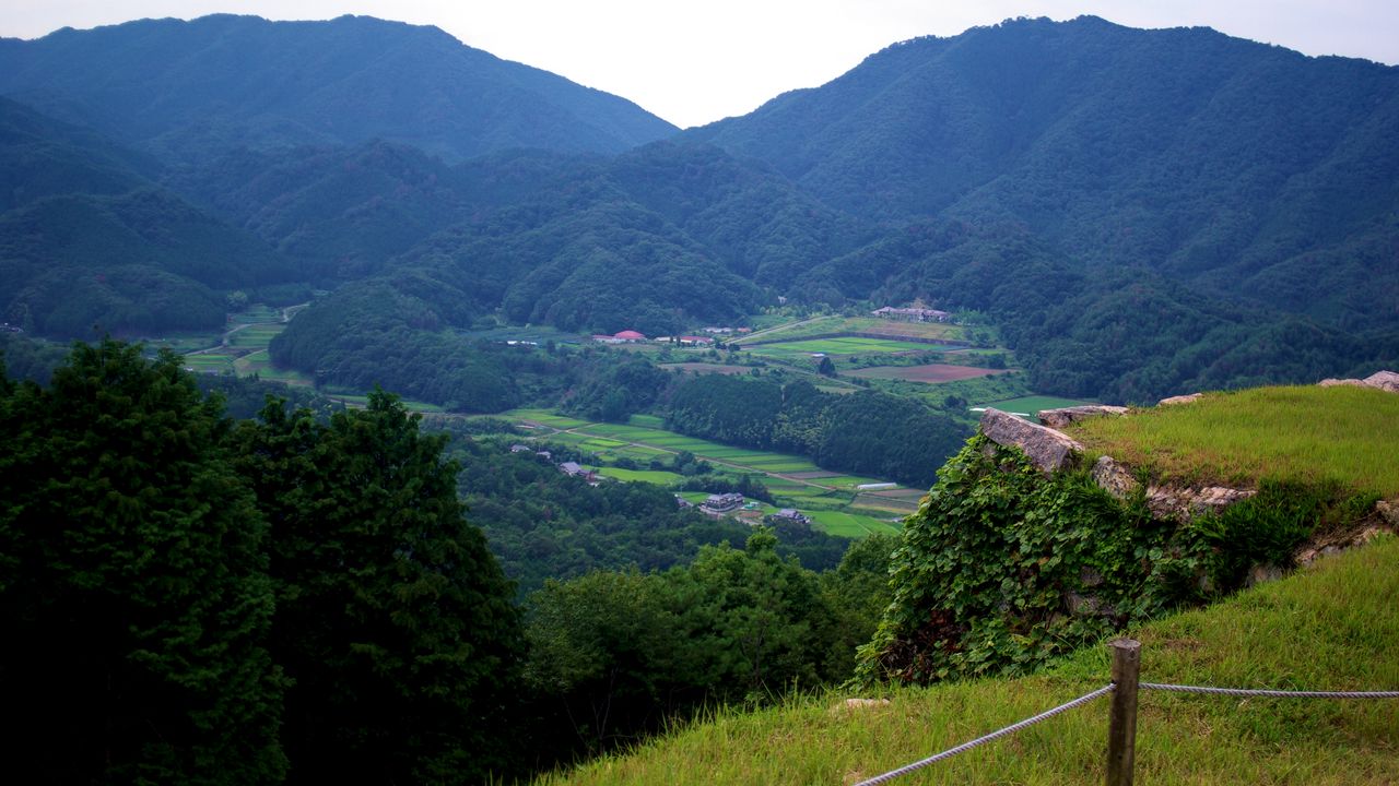 Wallpaper mountains, valley, forest, fields, hills, nature