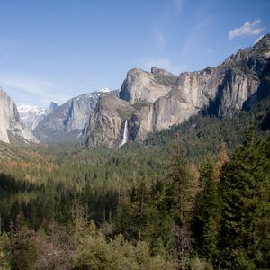 Preview wallpaper mountains, valley, forest, trees, view, landscape