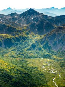 Preview wallpaper mountains, valley, grass, relief
