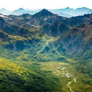 Preview wallpaper mountains, valley, grass, relief