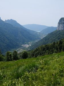 Preview wallpaper mountains, valley, grass, slopes, trees