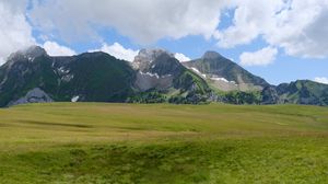 Preview wallpaper mountains, valley, grass, relief, landscape