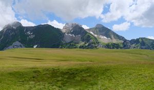 Preview wallpaper mountains, valley, grass, relief, landscape