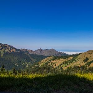 Preview wallpaper mountains, valley, hills, trees, landscape