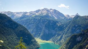 Preview wallpaper mountains, valley, lake, forest, landscape, nature